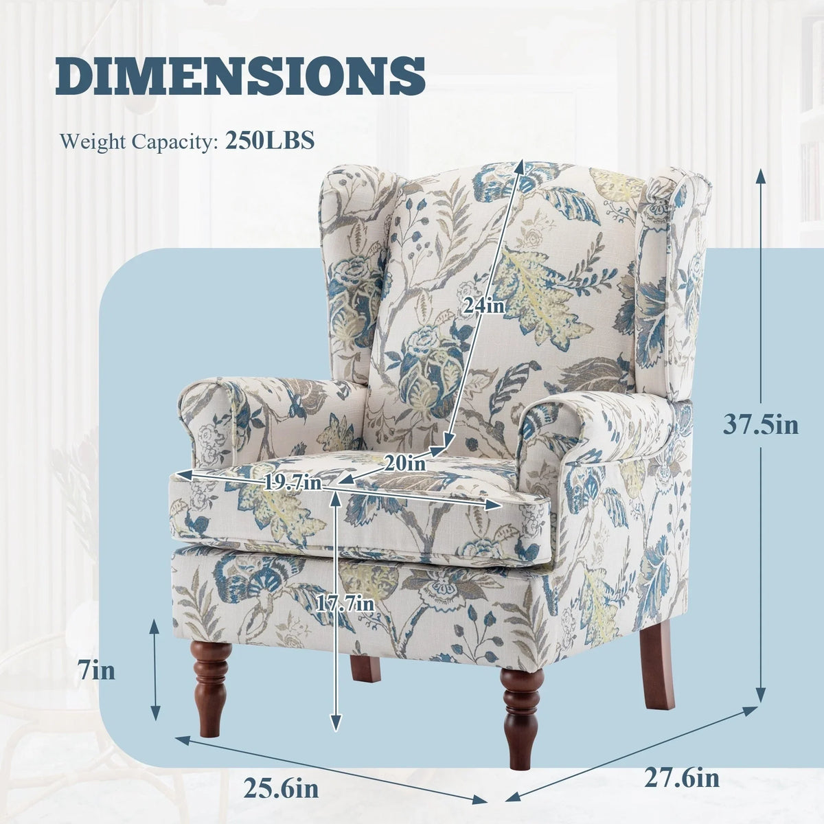 Erommy moderne fauteuil, fauteuil met hoge rugleuning, gestoffeerde eenzitsbank met knopen en houten poten voor de woonkamer