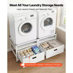 Socle pour lave-linge VEVOR, hauteur de 22.6 in, socle pour lave-linge et sèche-linge de 29x29 in avec plateau coulissant et espace de rangement, capacité de charge de 800 lbs, antidérapant, blanc