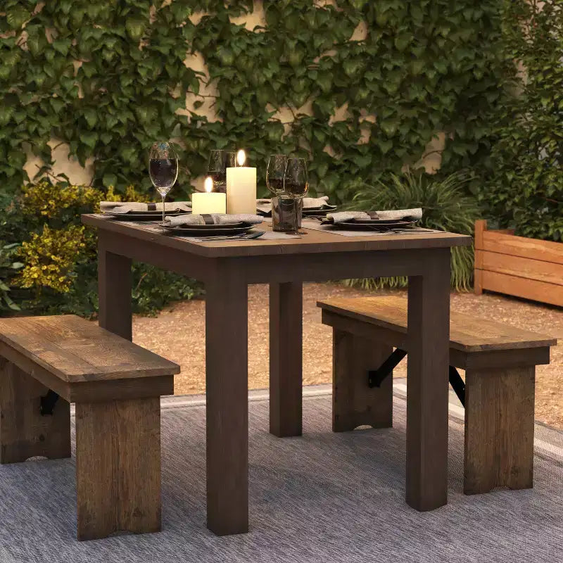 Flash Furniture, rechteckiger Farm-Esstisch aus massivem Kiefernholz, 46 x 30