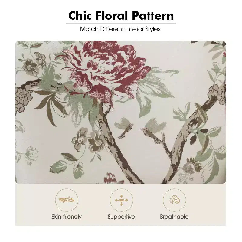 Araceli traditionele houten fauteuil met bloemenstof, hoge rugleuning met vleugels en siernagels| ART OF LIVING DESIGNS