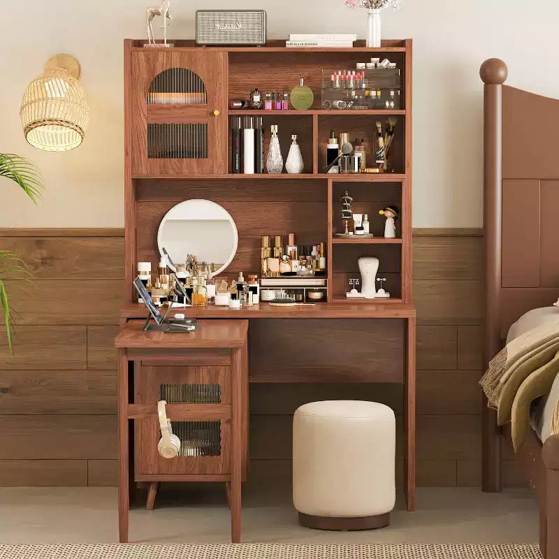 Moderner Schreibtisch aus Holz fürs Homeoffice von Okak mit Tischplatte, Stuhl und Bücherregal, Schreibtisch mit Stauraum für Jugendliche und Studierende zum Lernen und Arbeiten