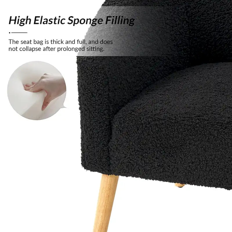 Moderne Sheila-fauteuil van bouclé met een breedte van 30 W en poten van massief hout, set van 2, van HULALA HOME