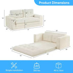 Mjkone 71'' 2-in-1 Convertible Futon Sofa Bed, Corded Fabric Foldable Tufted Buttons Loveseat Sleeper Sofa,Space-Saving