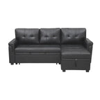 Canapé d’angle convertible et réversible avec lit escamotable, méridienne avec rangement dissimulé et pieds robustes