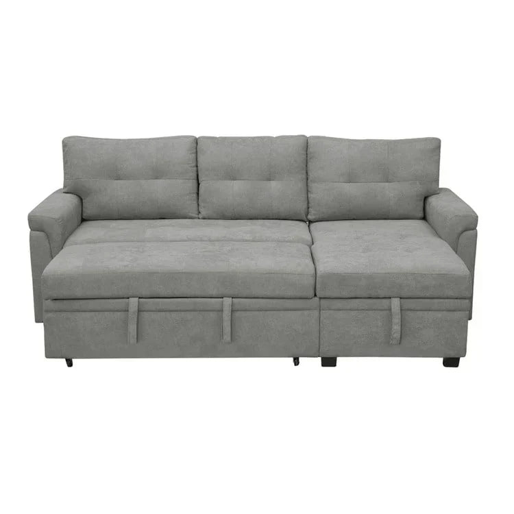 Canapé d’angle convertible et réversible avec lit escamotable, méridienne avec rangement dissimulé et pieds robustes